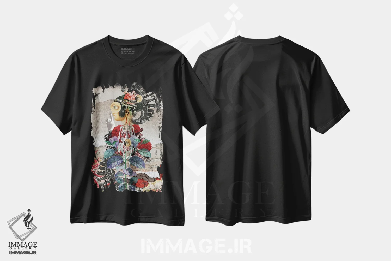 تیشرت مشکی طرح دار شبح در باران، هنر فاخر معاصر اثر فن د فانتستیکا | فروشگاه ایماژ