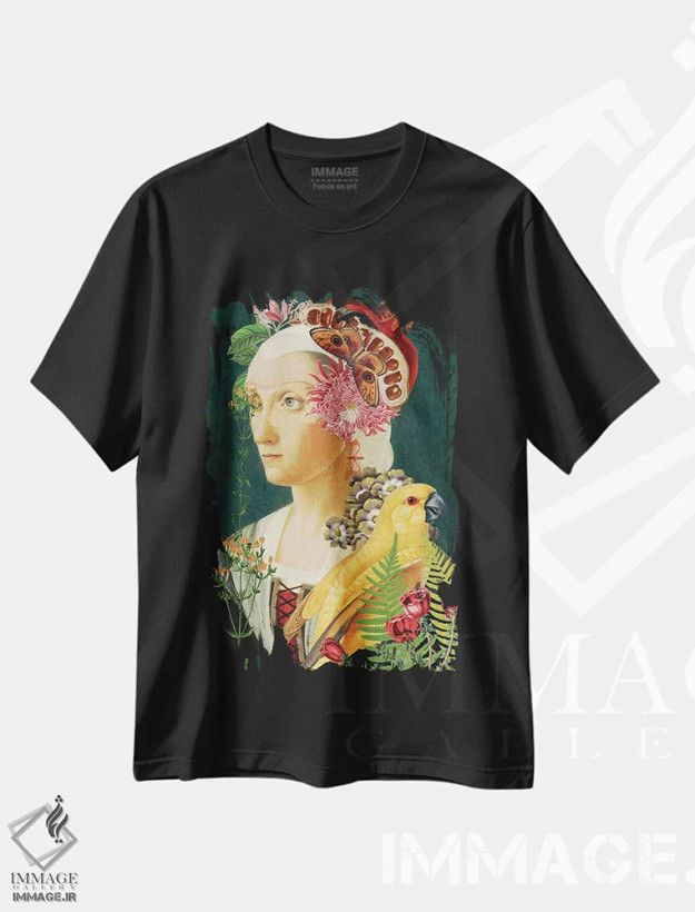 تیشرت مشکی طرح دار درخت زندگی ۳، هنر فاخر معاصر اثر فن د فانتستیکا | فروشگاه ایماژ