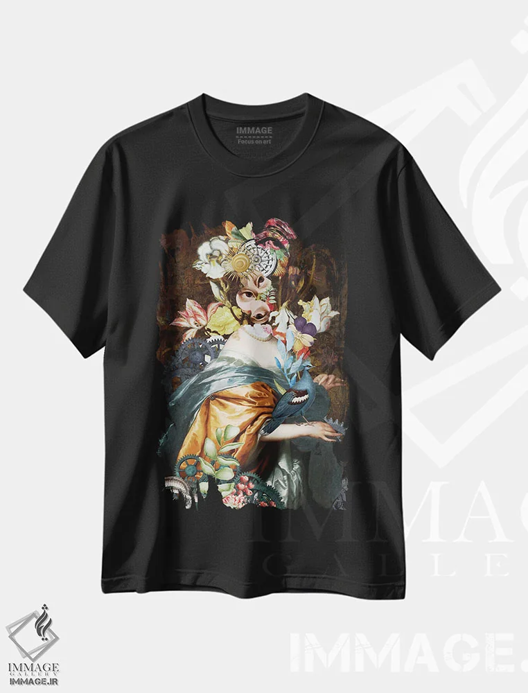 تیشرت مشکی طرح دار صدف مکانیکی، هنر فاخر معاصر اثر فن د فانتستیکا | فروشگاه ایماژ