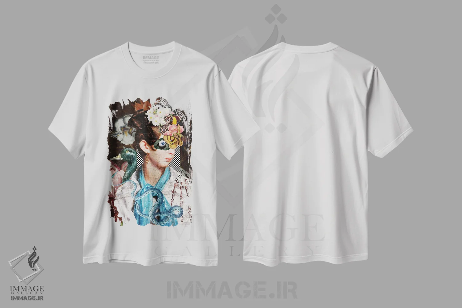 تیشرت سفید طرح دار گفت وگوی التقاطی، هنر فاخر معاصر اثر فن د فانتستیکا | فروشگاه ایماژ