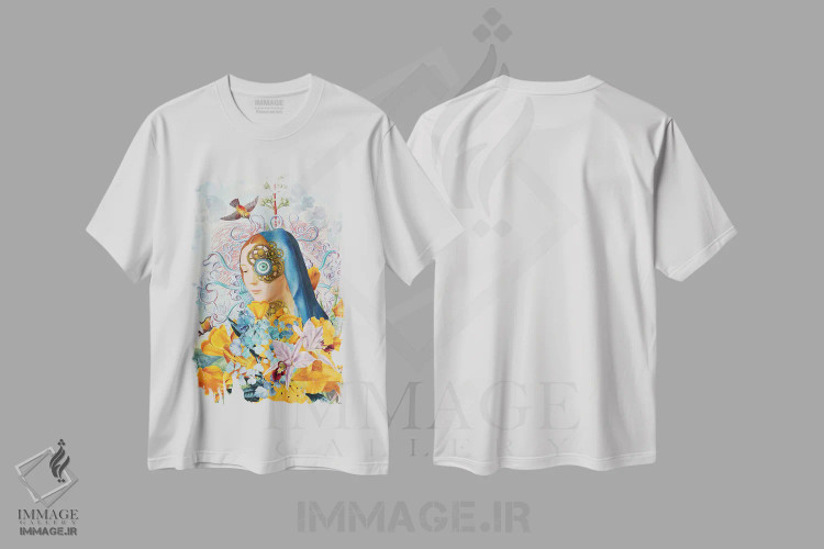 تیشرت سفید طرح دار بهار بیدار می شود، هنر فاخر معاصر اثر فن د فانتستیکا | immage.ir