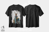 تیشرت مشکی طرح دار گوزن با لباس آبی، هنر دیجیتال اثر فب فانکی | فروشگاه ایماژ