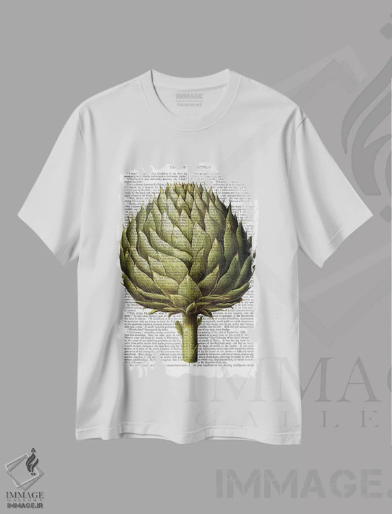 تیشرت سفید طرح دار کنگر فرنگی، هنر دیجیتال اثر فب فانکی | فروشگاه ایماژ