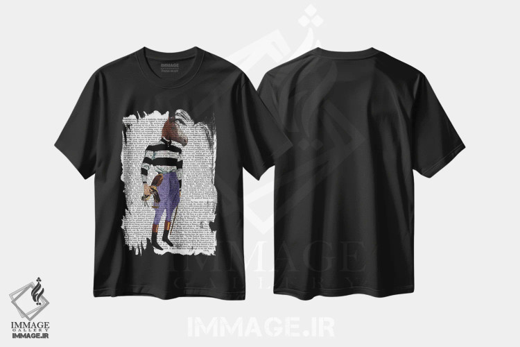 تیشرت مشکی طرح دار سوار اسب مسابقه، هنر دیجیتال اثر فب فانکی | immage.ir
