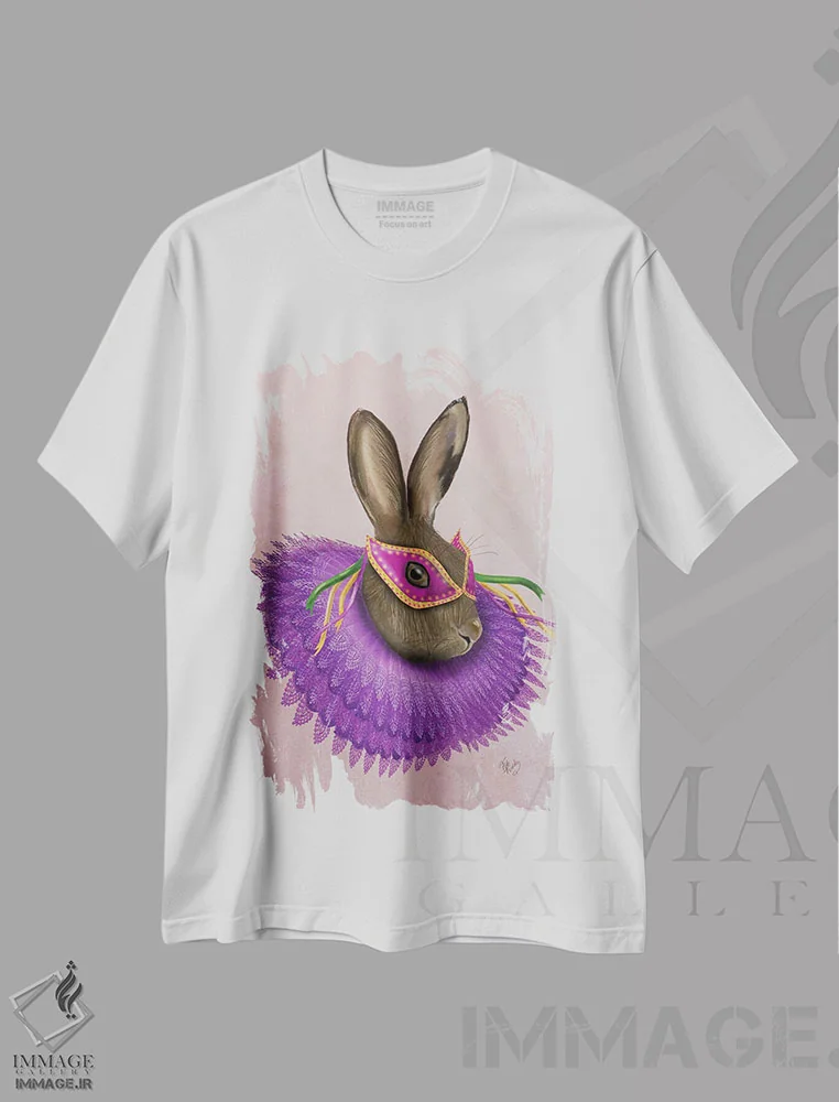 تیشرت سفید طرح دار خرگوش ماردی گرا، هنر دیجیتال اثر فب فانکی | immage.ir