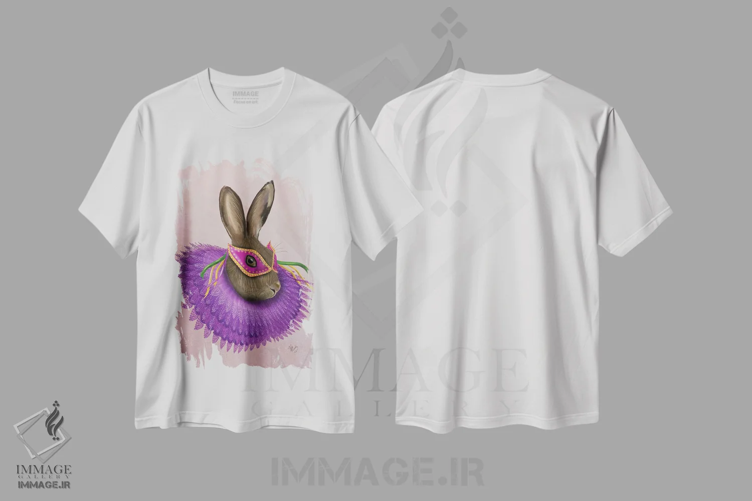 تیشرت سفید طرح دار خرگوش ماردی گرا، هنر دیجیتال اثر فب فانکی | immage.ir