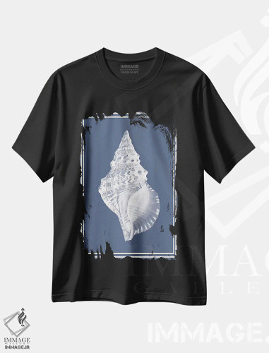 تیشرت مشکی طرح دار ترکیب دریایی سفید بر آبی نیلی ۳، تزئینی اثر فب فانکی | فروشگاه ایماژ