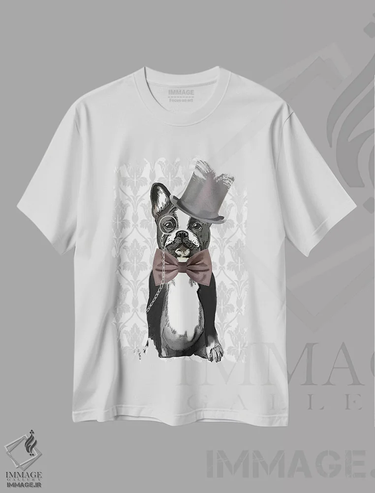 تیشرت سفید طرح دار آقای بولداگ، هنر دیجیتال اثر فب فانکی | immage.ir