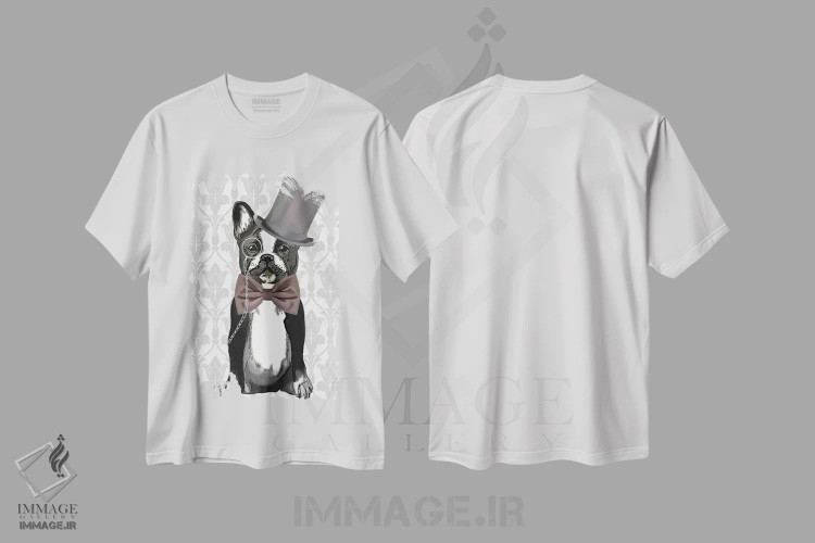 تیشرت سفید طرح دار آقای بولداگ، هنر دیجیتال اثر فب فانکی | immage.ir