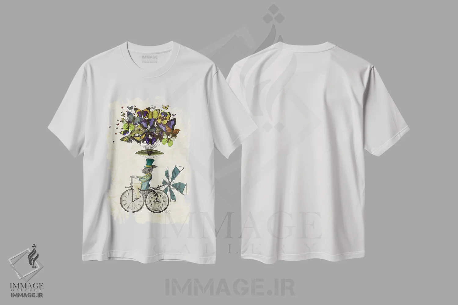 تیشرت سفید طرح دار خرگوش زمان پرواز، هنر دیجیتال اثر فب فانکی | فروشگاه ایماژ