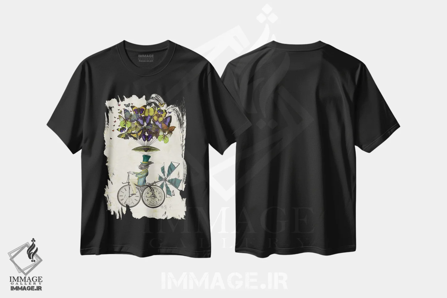 تیشرت مشکی طرح دار خرگوش زمان پرواز، هنر دیجیتال اثر فب فانکی | immage.ir