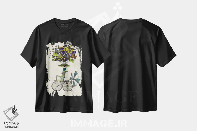 تیشرت مشکی طرح دار خرگوش زمان پرواز، هنر دیجیتال اثر فب فانکی | immage.ir