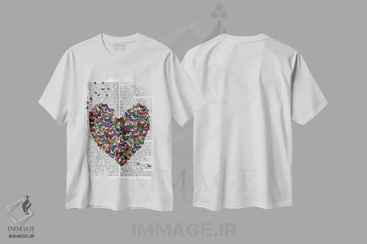 تیشرت سفید طرح دار قلب پروانه ای، مدیوم اثر فب فانکی | immage.ir
