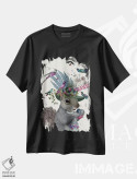 تیشرت مشکی طرح دار سنجاب نگهبان پرنده و بلوط های آبی، تزئینی اثر فب فانکی | فروشگاه ایماژ
