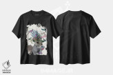 تیشرت مشکی طرح دار سنجاب نگهبان پرنده و بلوط های آبی، تزئینی اثر فب فانکی | فروشگاه ایماژ