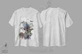 تیشرت سفید طرح دار سنجاب نگهبان پرنده و بلوط های آبی، تزئینی اثر فب فانکی | immage.ir