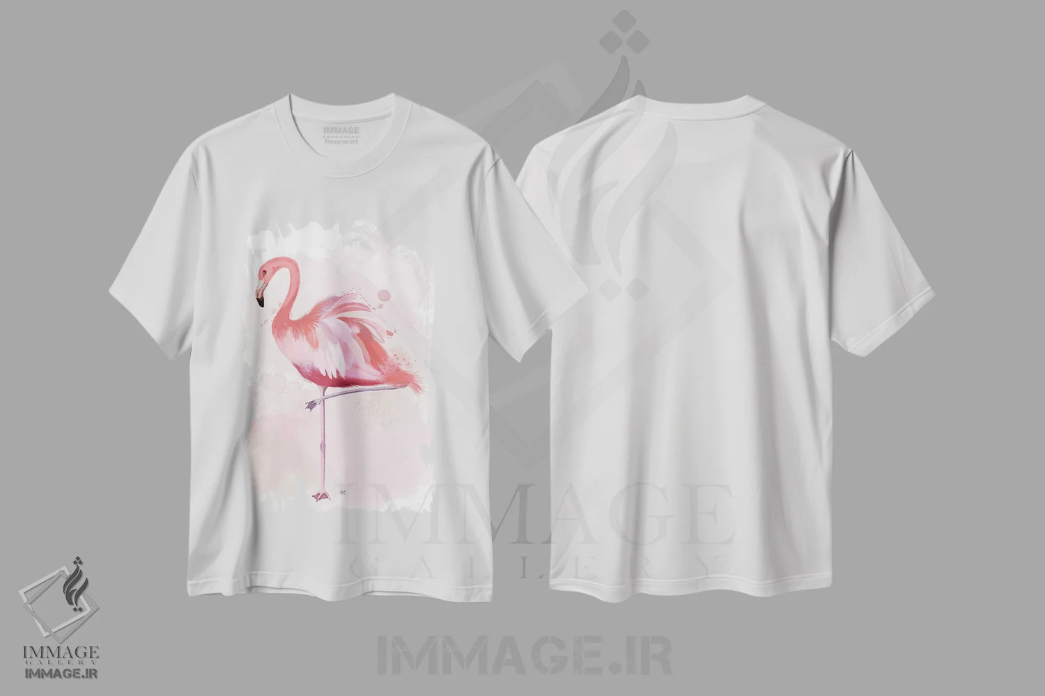تیشرت سفید طرح دار فلامینگو پرپُشت ۴، دکور ساحلی اثر فب فانکی | immage.ir