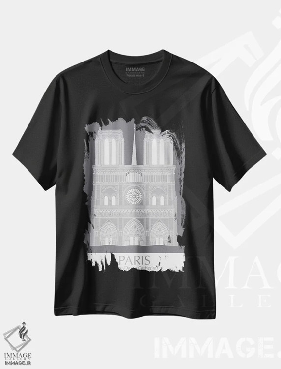 تیشرت مشکی طرح دار نوتردام پاریس، دکور معاصر اثر فب فانکی | immage.ir