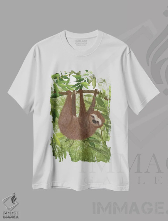 تیشرت سفید طرح دار تنبل آویزان ۱، دکور معاصر اثر فب فانکی | immage.ir