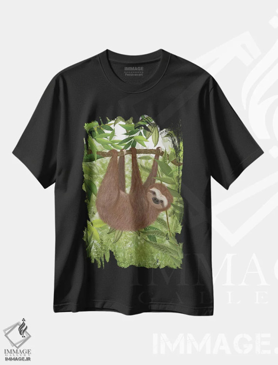 تیشرت مشکی طرح دار تنبل آویزان ۱، دکور معاصر اثر فب فانکی | فروشگاه ایماژ