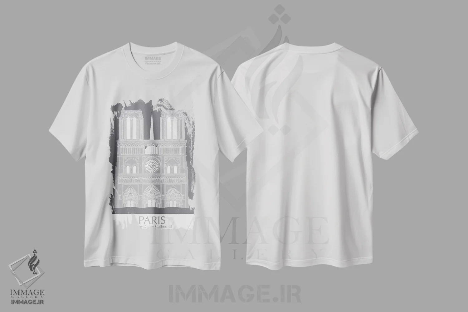 تیشرت سفید طرح دار نوتردام پاریس، دکور معاصر اثر فب فانکی | فروشگاه ایماژ