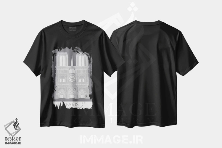 تیشرت مشکی طرح دار نوتردام پاریس، دکور معاصر اثر فب فانکی | immage.ir