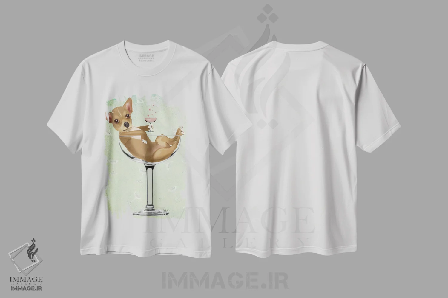 تیشرت سفید طرح دار چی واوا در لیوان کوکتل، هنر دیجیتال اثر فب فانکی | فروشگاه ایماژ