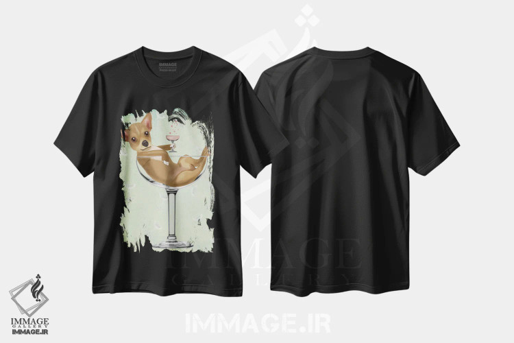 تیشرت مشکی طرح دار چی واوا در لیوان کوکتل، هنر دیجیتال اثر فب فانکی | immage.ir
