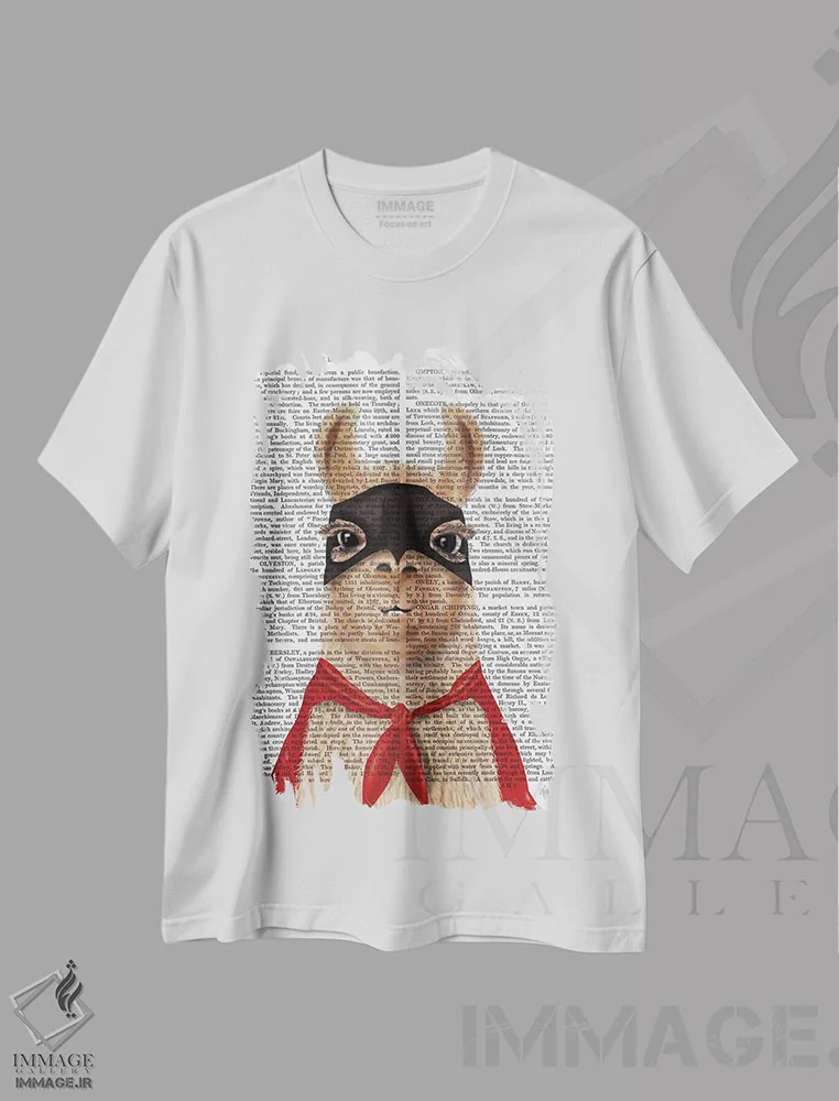 تیشرت سفید طرح دار لامای ابرقهرمان، تزئینی اثر فب فانکی | فروشگاه ایماژ