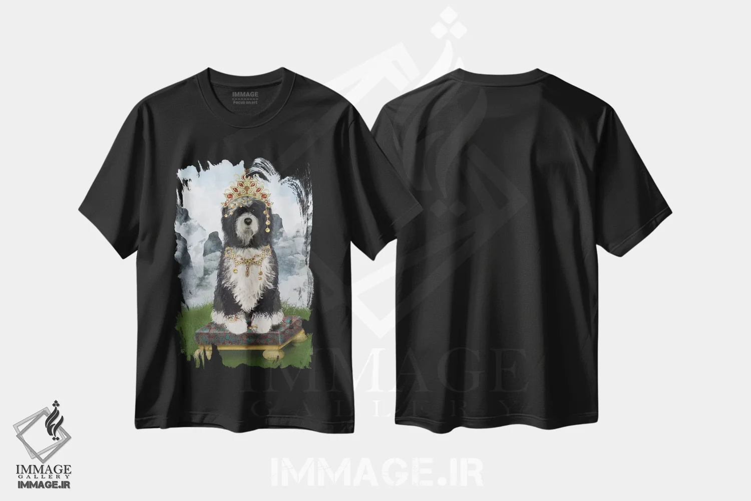تیشرت مشکی طرح دار تبتی ۱، دکور معاصر اثر فب فانکی | فروشگاه ایماژ