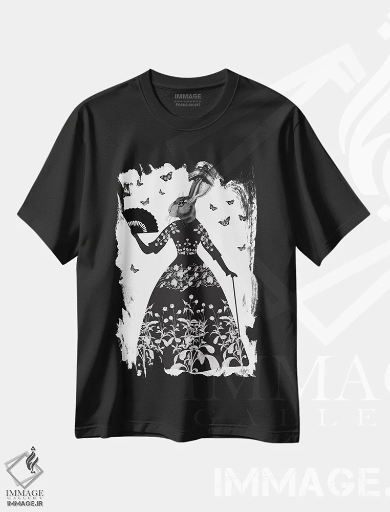 تیشرت مشکی طرح دار خرگوش سیاه ۲، هنر دیجیتال اثر فب فانکی | فروشگاه ایماژ