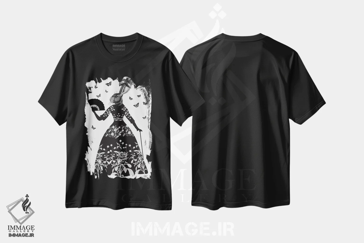 تیشرت مشکی طرح دار خرگوش سیاه ۲، هنر دیجیتال اثر فب فانکی | فروشگاه ایماژ