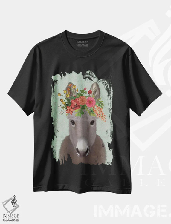 تیشرت مشکی طرح دار الاغ کولی وار ۴، دکور بوهمی اثر فب فانکی | immage.ir