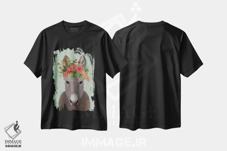 تیشرت مشکی طرح دار الاغ کولی وار ۴، دکور بوهمی اثر فب فانکی | immage.ir