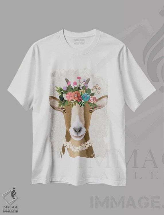 تیشرت سفید طرح دار بز کولی وار ۳، تزئینی اثر فب فانکی | فروشگاه ایماژ
