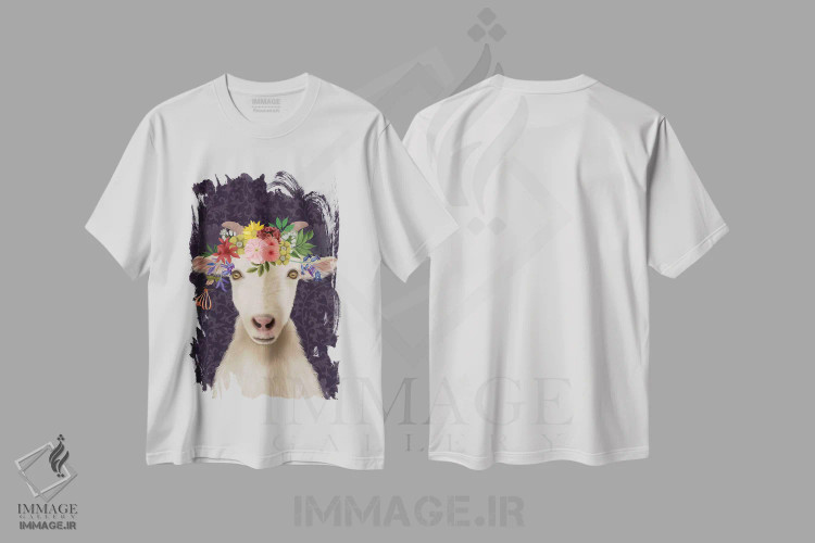 تیشرت سفید طرح دار بز کولی وار ۱، تزئینی اثر فب فانکی | immage.ir