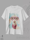 تیشرت سفید طرح دار بز با عینک قلبی، تزئینی اثر فب فانکی | immage.ir