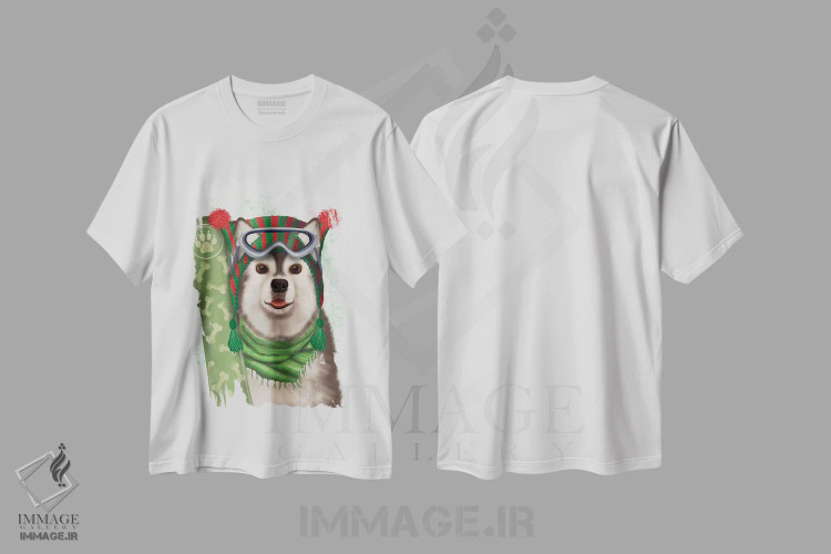 تیشرت سفید طرح دار هاسکی اسنوبورد، تزئینی اثر فب فانکی | فروشگاه ایماژ