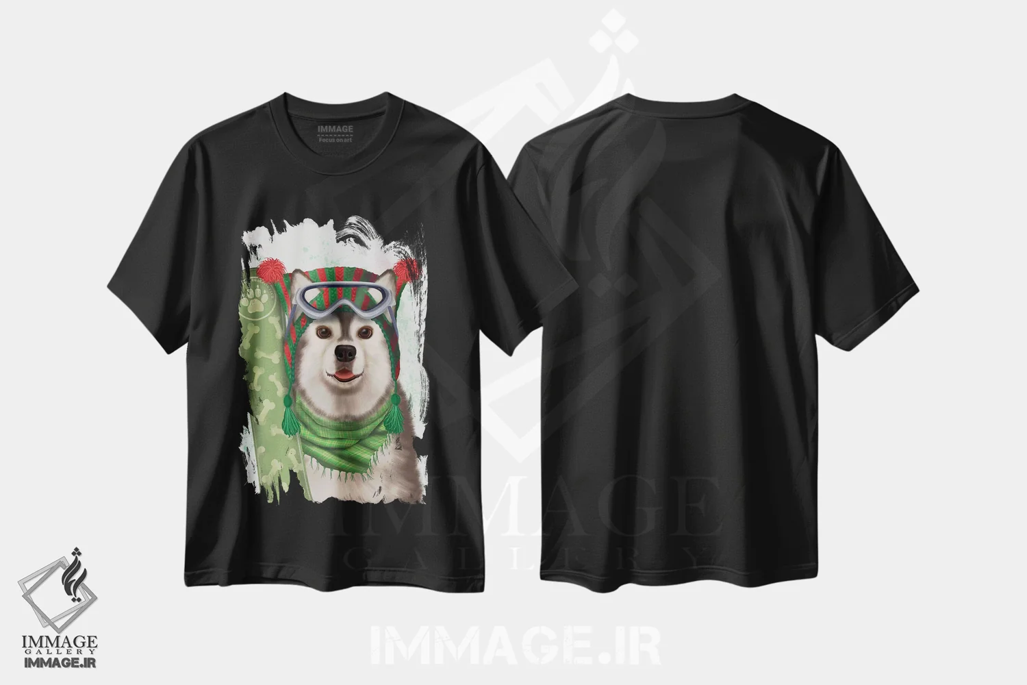 تیشرت مشکی طرح دار هاسکی اسنوبورد، تزئینی اثر فب فانکی | immage.ir