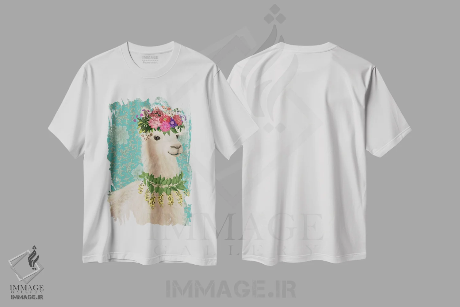 تیشرت سفید طرح دار لاما کولی وار ۲، دکور بوهمی اثر فب فانکی | فروشگاه ایماژ