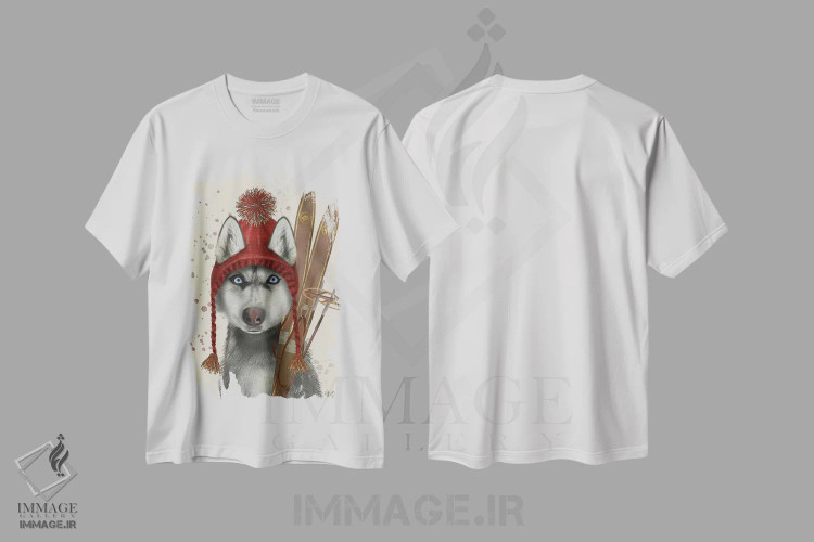 تیشرت سفید طرح دار هاسکی، اسکی، تزئینی اثر فب فانکی | immage.ir