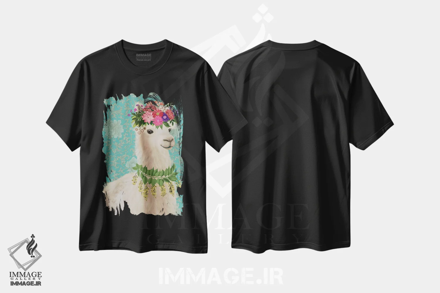 تیشرت مشکی طرح دار لاما کولی وار ۲، دکور بوهمی اثر فب فانکی | immage.ir
