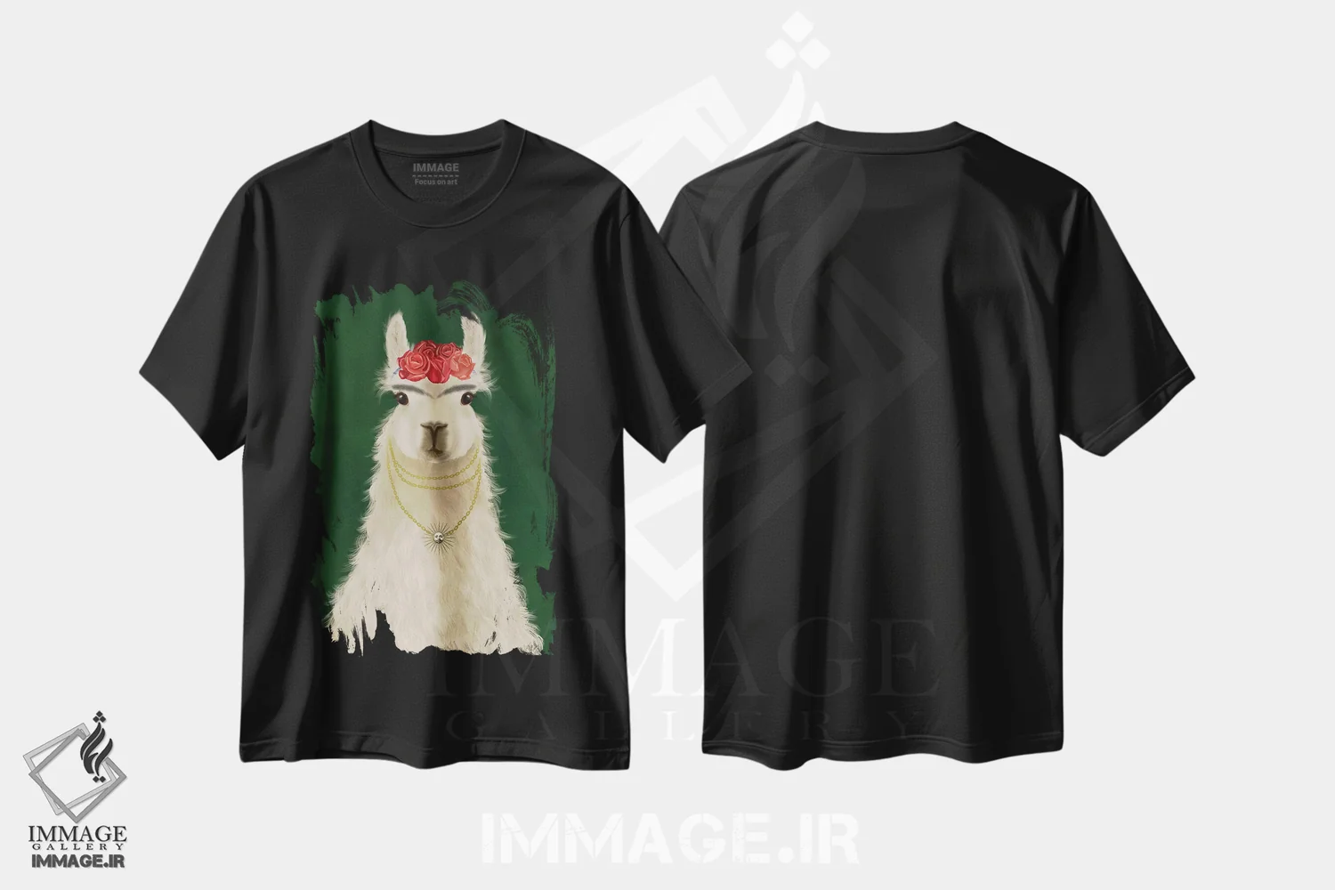 تیشرت مشکی طرح دار لاما F، تزئینی اثر فب فانکی | immage.ir