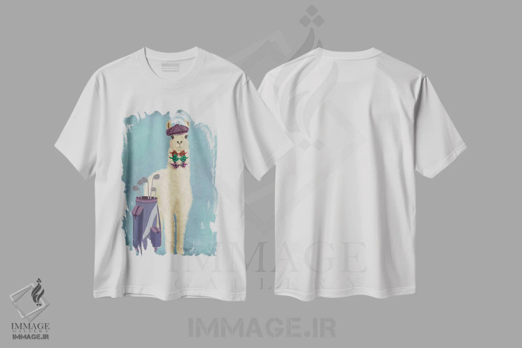 تیشرت سفید طرح دار لاما گلف باز، تزئینی اثر فب فانکی | immage.ir