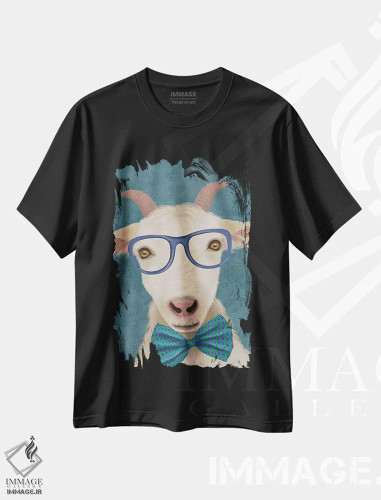 تیشرت مشکی طرح دار بز کتاب خوان، تزئینی اثر فب فانکی | فروشگاه ایماژ
