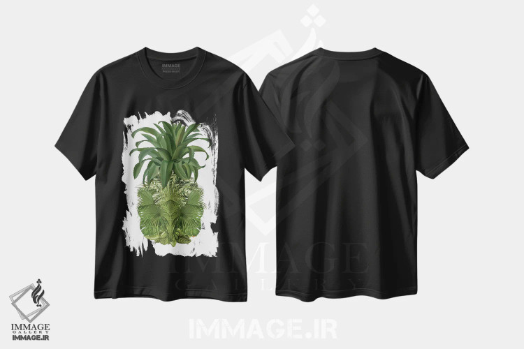تیشرت مشکی طرح دار آناناس گل دار ۴، تزئینی اثر فب فانکی | فروشگاه ایماژ