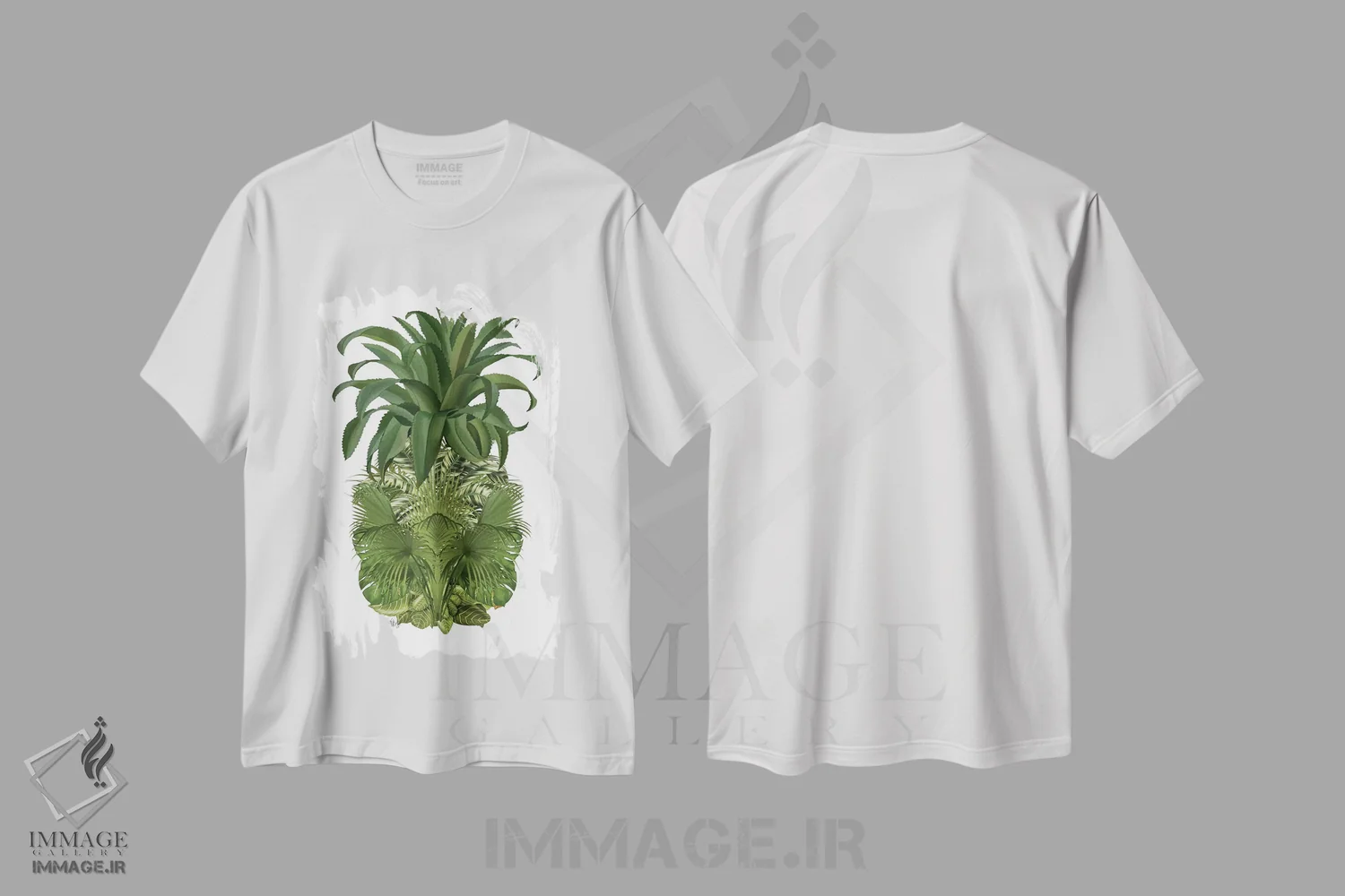 تیشرت سفید طرح دار آناناس گل دار ۴، تزئینی اثر فب فانکی | immage.ir