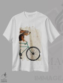 تیشرت سفید طرح دار بست هاوند دوچرخه سوار، هنر دیجیتال اثر فب فانکی | فروشگاه ایماژ