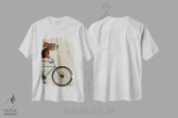 تیشرت سفید طرح دار بست هاوند دوچرخه سوار، هنر دیجیتال اثر فب فانکی | فروشگاه ایماژ