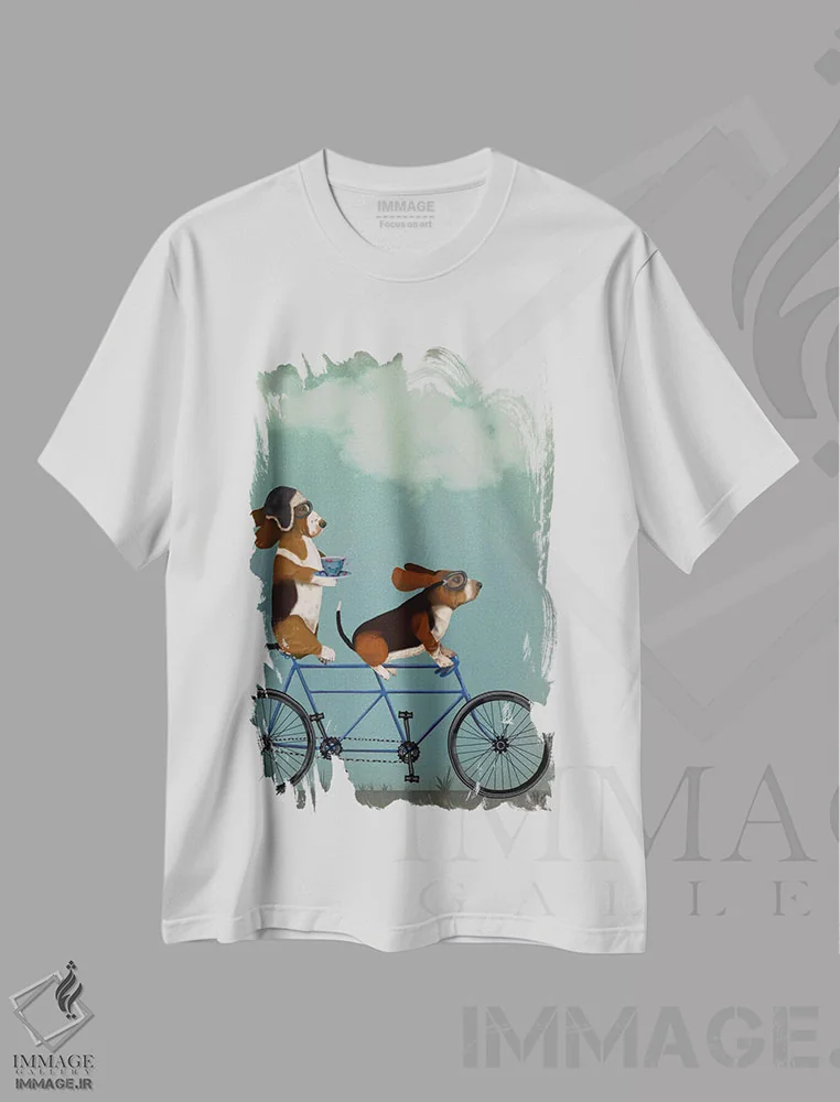 تیشرت سفید طرح دار بست هاوند دوچرخه دونفره، هنر دیجیتال اثر فب فانکی | immage.ir